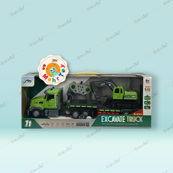 ماشین کنترلی تریلی به همراه بیل مکانیکی شارژی