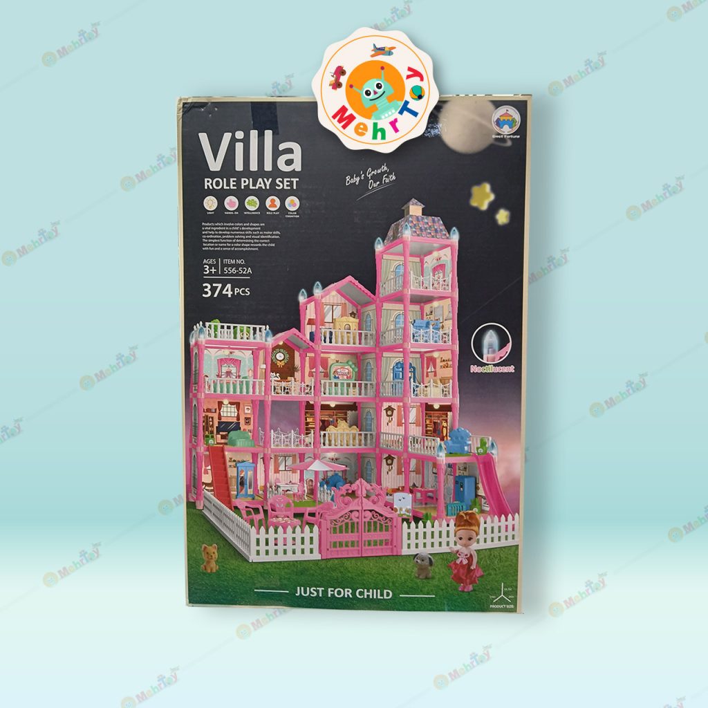 خانه عروسکی 374 قطعه چراغدارVILLA ROL PLAY SET