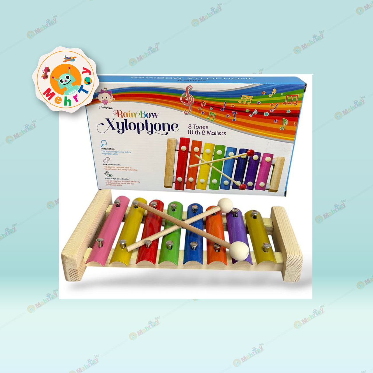 213-35 بلز آموزشی 8 صدا پایه چوبی XYLOPHONE